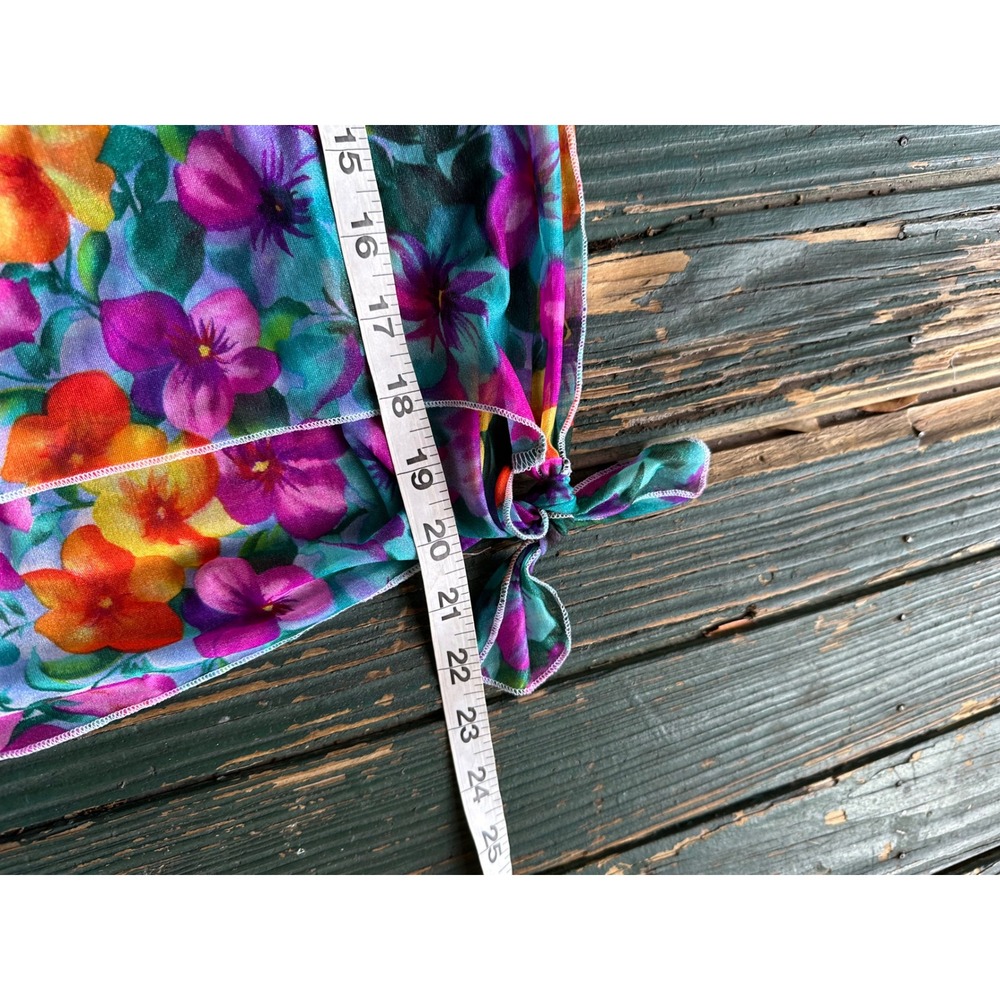 Floral Sarong Wrap Skirt Beach Cover Up Multi Color Tie Side Summer One Size Vtg - Picture 5 of 7